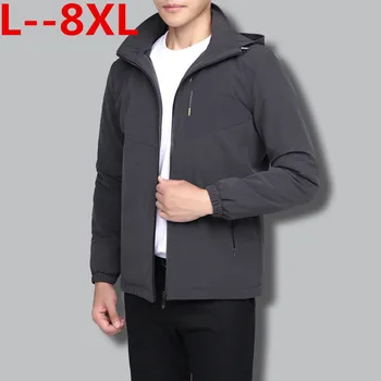 

Plus Size 6XL 7XL 8XL 2019 Spring New Men's Casual Jacket Fashion Trend Hooded Coat Male Brand Clothes Gray Blue Black