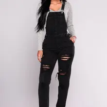 QMGOOD черные джинсы женские уличный стиль женские комбинезоны рваные джинсы для женщин комбинезоны с завышенной талией стрейч женские брюки