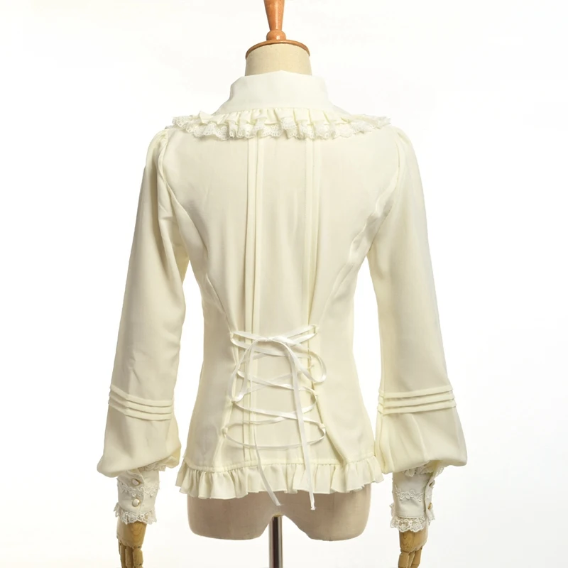 ߼  丮 ̽ 콺  Ƽ θŸ  Vestido Bow ShirtBow/Medieval Women Victorian Lace Blouse Sweet Vintage Lolita Chiffon Vestido Bow ShirtBow
