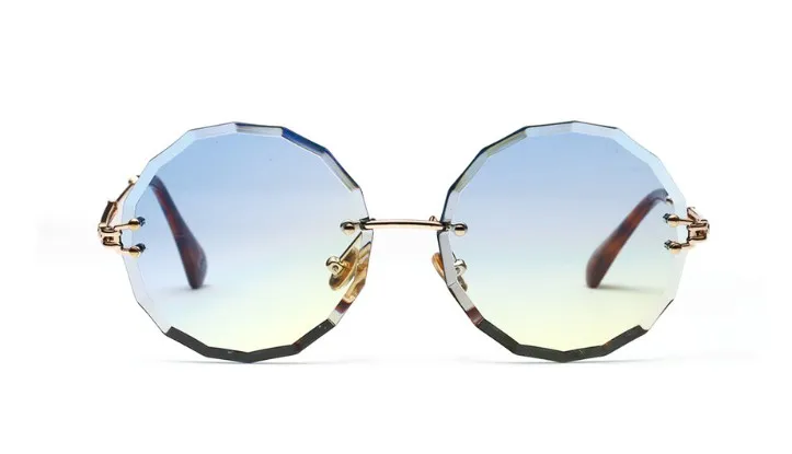 Роскошные круглые женские солнцезащитные очки без оправы,, бриллиантовая огранка, CCSPACE, винтажные, брендовые, дизайнерские, модные, UV400
