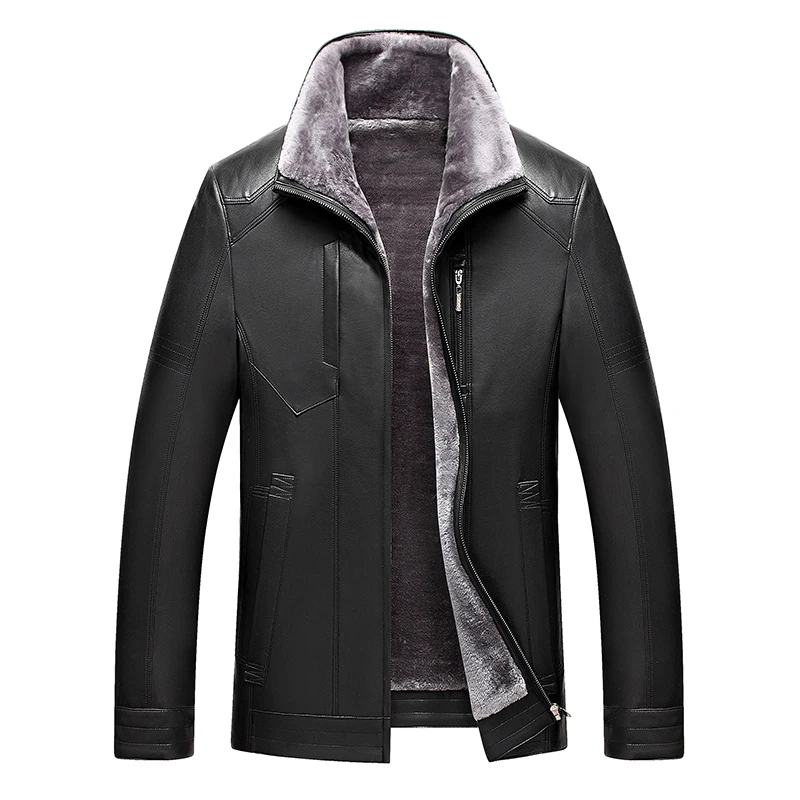 

2019 New Arrival Men Leather Jackets Faux Sheepskin Jacket Biker Jacket Men Leder Winter Leather Coat Faux Suede Coat Shearling