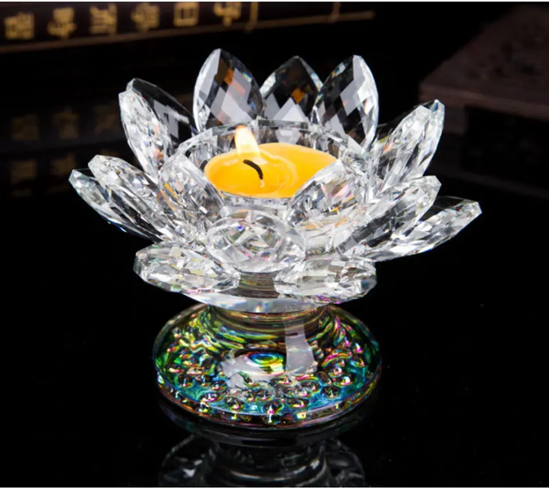Crystal Lotus Candlestick Tealight Holders 7 colors