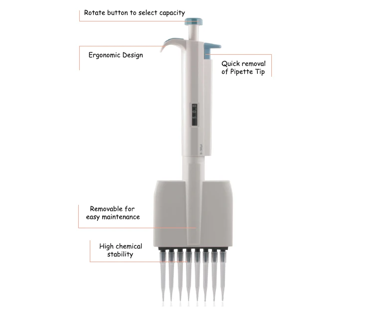 Ручная регулировка 8 12 каналов Многоканальная пипетка микропипетка