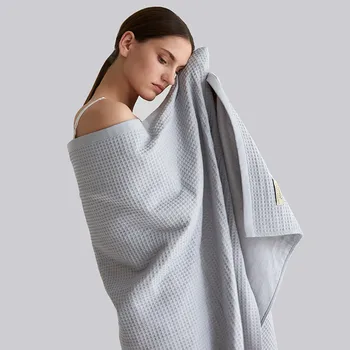 

Waffle Towel Blanket Breathable Sofa Beach Solid Throw Blanket Luxury Cobertor Solid Double Blankets For Beds 3 Colors