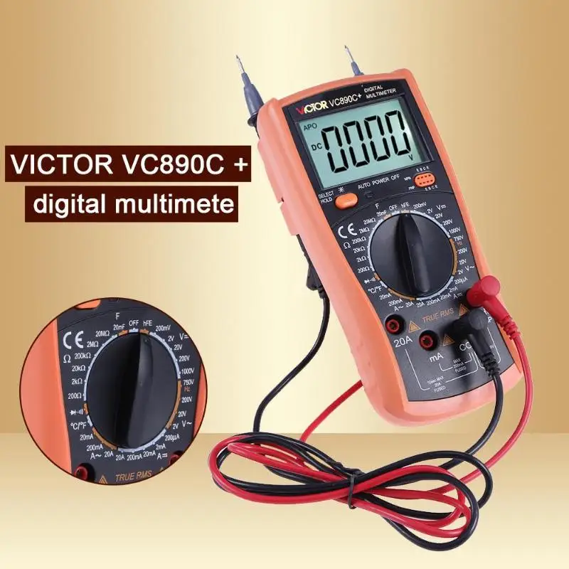 VC890C LCD Digital Multimeter True RMS 2000UF Capacitor Ammeter Voltmeter Current Electrical Meter Temperature Measurement Tool