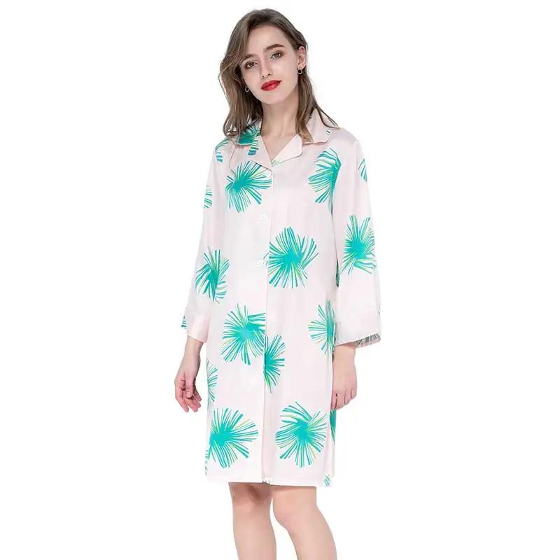 

JULY'S SONG Woman Sleepwear Robe Printing Stain Faux Silk Sexy Night Robe Loose Bathrobe Wedding Bride Bridesmaid Robe Pajamas