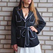 2017 New Slim Jacket All Match Korean Waistline Band Belt Elegant Leisure Office Lady Suit