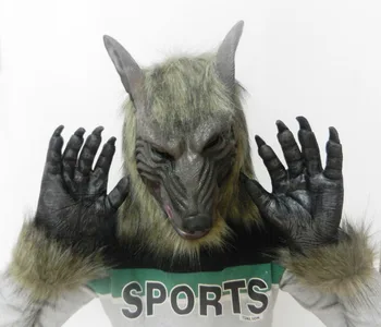 

High-grade Gray Wolf Wolf Latex Gloves Terror Halloween Mask Animal Suits A Fancy Dress Party Mask Party Toys Movie Theme Supply