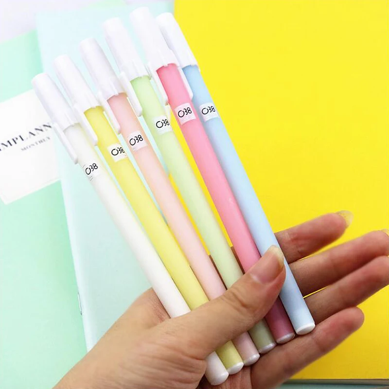 

6 pcs/Lot Sweet Macarons Candy Color 0.38mm Black ink Gel Pen Caneta Material Escolar Stationery Office & School supplies
