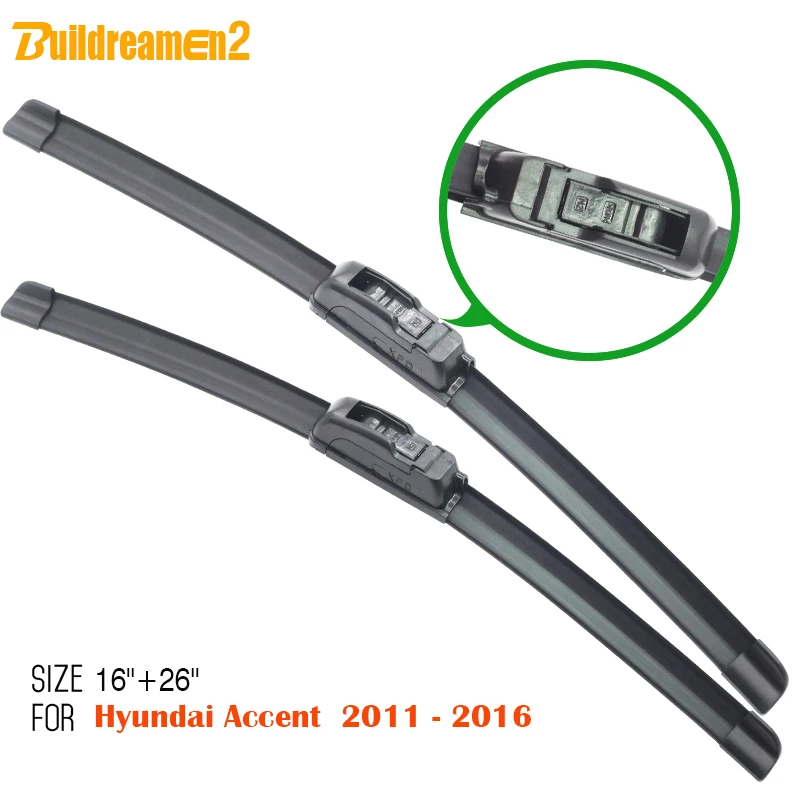 Buildreamen2 Auto Bracketless Soft Rubber Windshield Wiper For Hyundai Accent 2011 2016 Car 2016 Hyundai Accent Se Windshield. Wipers Size