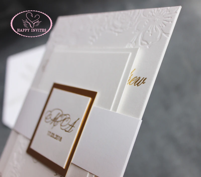 HI1134 - 13 Top Grade  Customized Elegant White Invitation CARD made of 1800 GSM Cotton Paper with  Letterpress