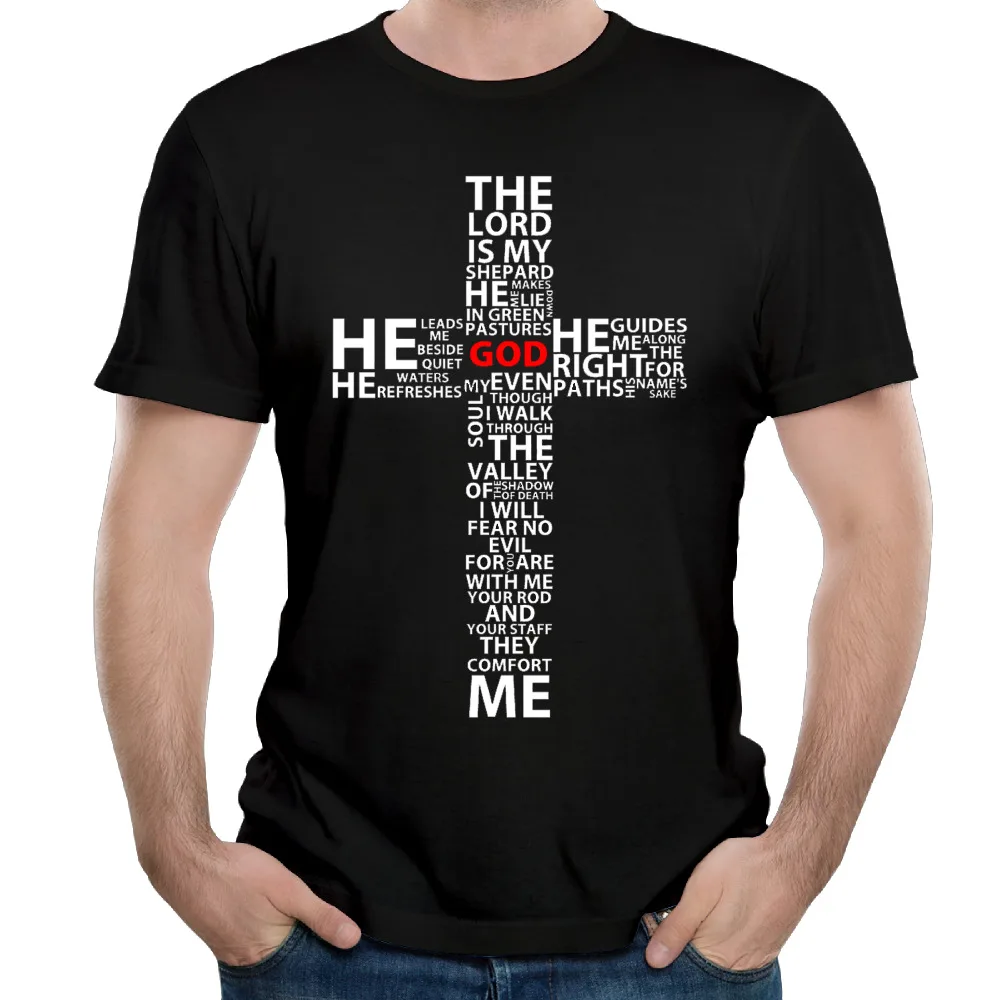 Dieu Jésus Croix Bible Coton Imprimé Mens T Shirt Personnalisé à