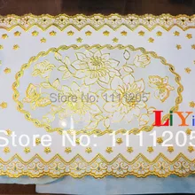 2 шт. 45 см золотые кружева салфетки прямоугольный столовых для столовых приборов вилки ложки цветок Пластик coaster роскошный Jogo americano jantar
