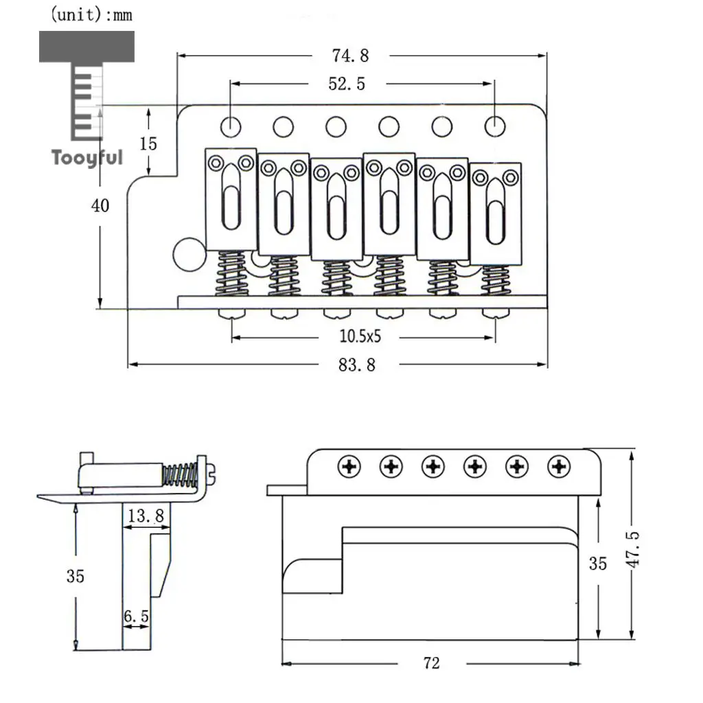 6 String Left Hand Electric Guitar Tremolo Bridge Set for Strat ST Squier SQ Guitar Parts