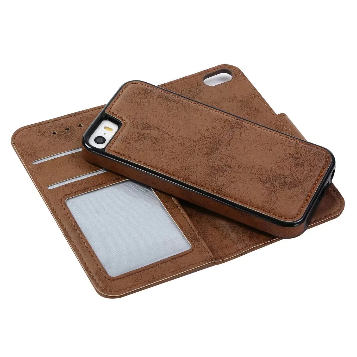 

Luxury Slim Hybrid 2-in-1 Vertical Flip Card Holder Leather SE Retro wallet Cover Case For iPhone SE 5S 5 case