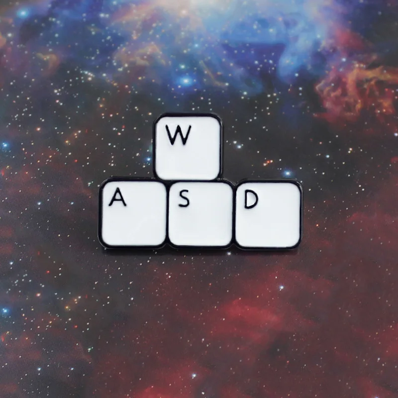 Gaming Keyboard WASD Brooch Funny Letter Block Computer Game Control Keyboard Enamel Pin Shirt Denim Badge Computer Worker Gifts Gaming Keyboard WASD Brooch Funny Letter Block Computer Game Control Keyboard Enamel Pin Shirt Denim Badge Computer Worker Gifts