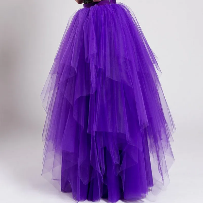 Piso Por Purple Longitud Clásica Puffy Tutu Maxi Tulle Tiered Encargo Mujeres Ruffles Faldas Línea Falda Una BFqr8Bzw