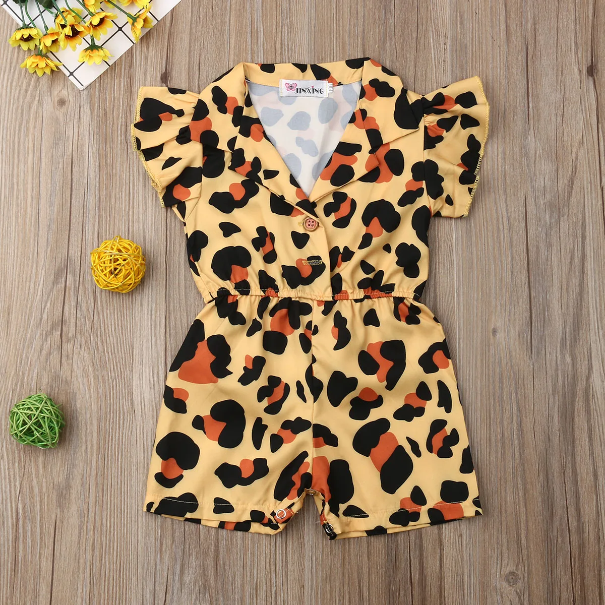 

Emmababy Summer Newest Fashion Baby Girl Clothes Sleeveless Leopard Button Romper Jumpsuit One-Piece Outfit Sunsuit