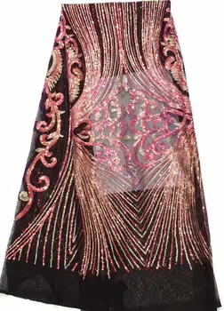 

Jolin-7.3509 embroidered Mesh Tulle fabric Factory price sequins Nigerian lace fabrics