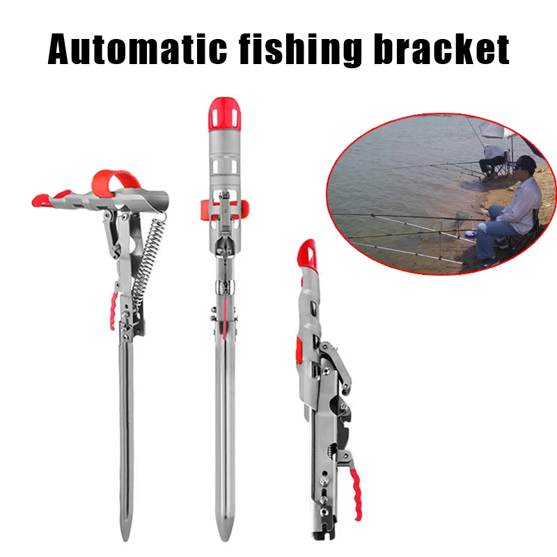 

Automatic Fishing Rod Pole Holder Adjustable Stainless Steel Spring Tip-Up Hook Rack KH889