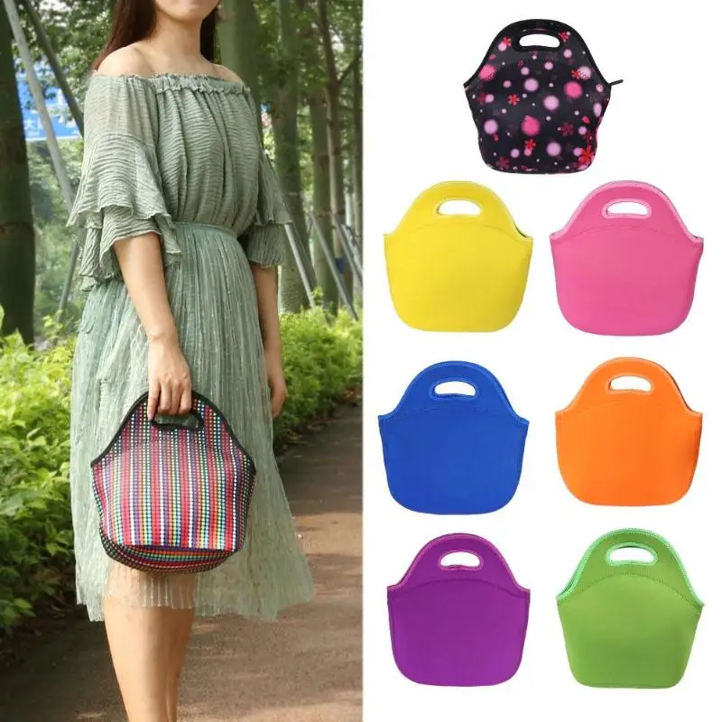 9 style Thermal Insulation Neoprene Lunch Box Waterproof Picnic Food Bag Tableware Lunch Bag Lunch Bags 2 Persons Food Thermal