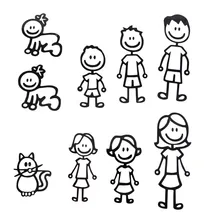 Пользовательские Семья член Водонепроницаемый Авто Стикеры Viny Наклейка автомобиля фигурку DIY клей окна автомобиля Стикеры s