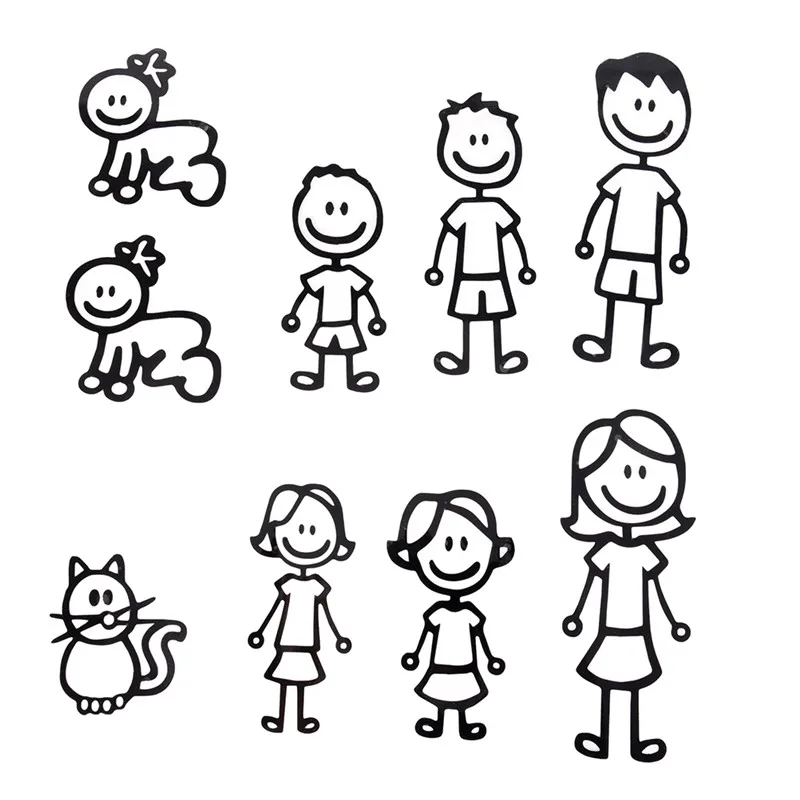 

Custom Family Member Viny Decal Car Stick Figure DIY Adhesive Window Car Fridge Photo Albums Stickers Waterproof Auto Sticker