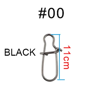 DAGEZI, 100 шт./лот, нержавеющая сталь, поворотные, с защелкой, штырь, Вертлюг, безопасная защелка, твердые кольца, Черный рыболовный разъем - Цвет: 00