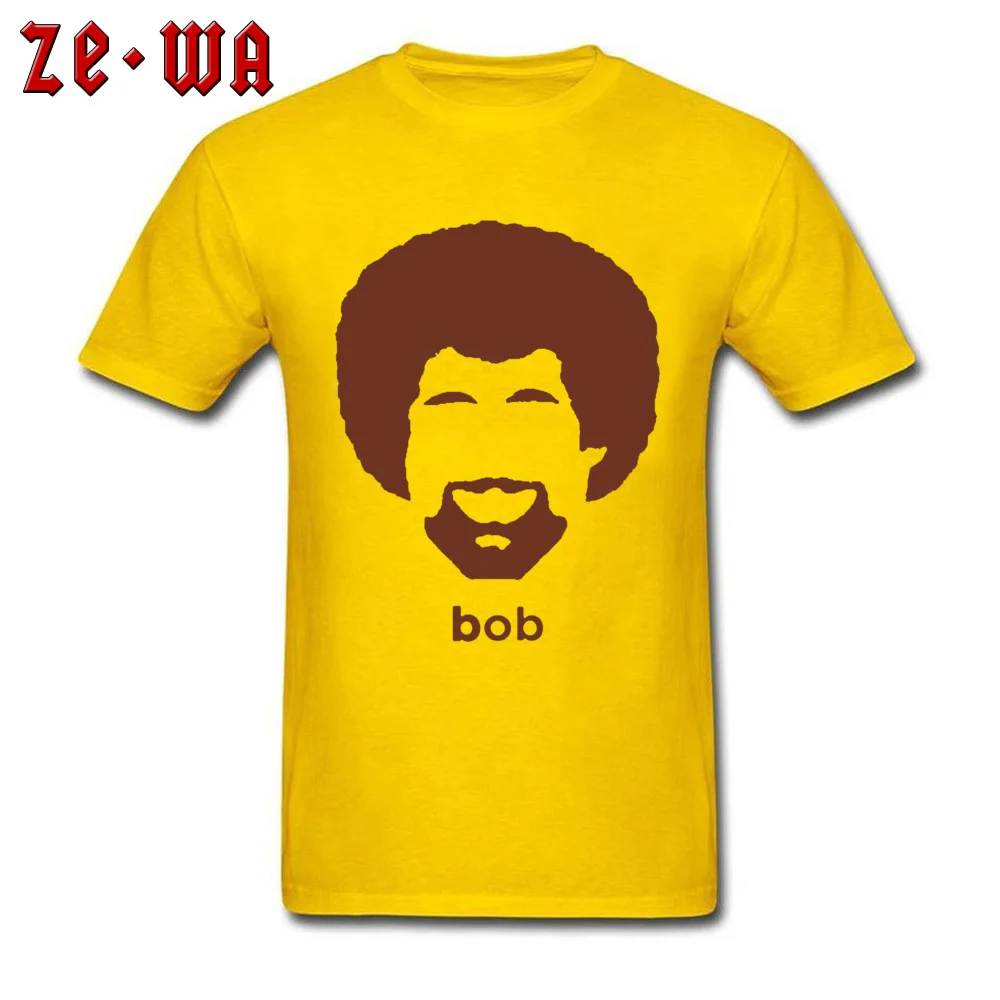 Artist Bob Ross Футболка мужская забавная аутентичная афро футболка Летняя с принтом уличная футболка с буквенным принтом Повседневная серая футболка оверсайз - Цвет: Yellow