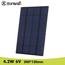 SUNWALK Polystalline 4.2W 6V Mini Solar Cell Panel PET Solar Panel Module Solar System for Test and Education 200*130mm