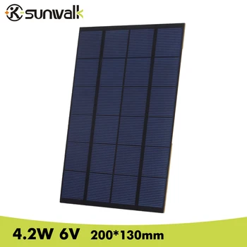 

SUNWALK Polystalline 4.2W 6V Mini Solar Cell Panel PET Solar Panel Module Solar System for Test and Education 200*130mm