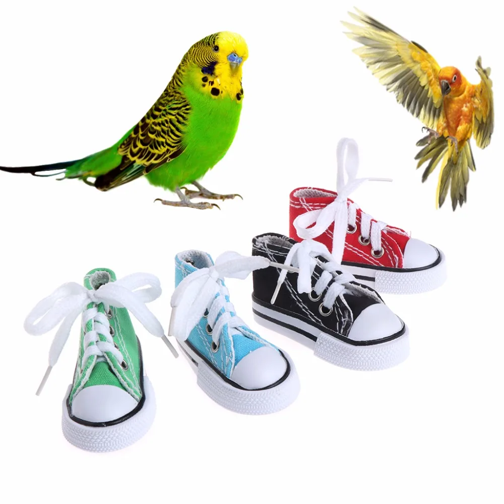 Color Random Mini Canvas Shoes Bird Toy Parrot Cage Hanging Craft Toys For Bird Parrot Cockatiel