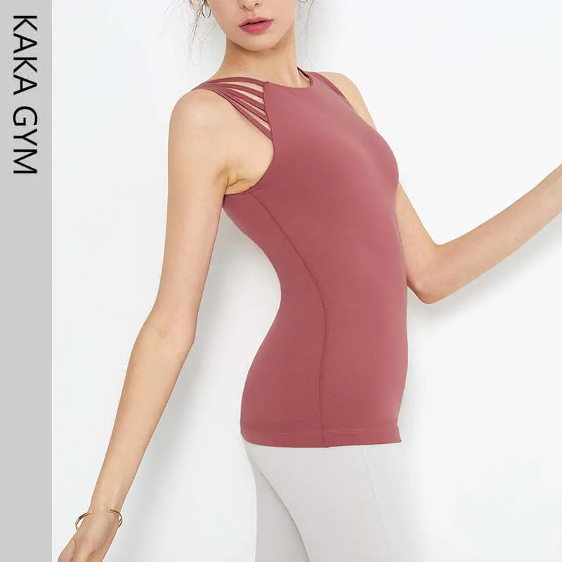 

Women Red Yoga Vest Women Sexy Padding Sports Top Tank Running Fitness Shirt Quick Dry Sports Vest Workout clothing