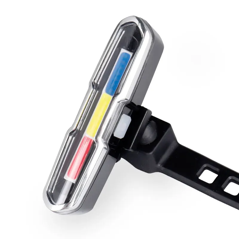 Traseira da Bicicleta Lanterna de Segurança Cauda Lâmpada Recarregável Aviso Vertical Horizontal Montagem Dupla Tri Cores Luz Led Usb