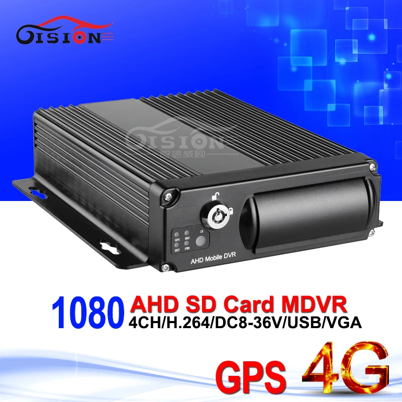 Gision 4G GPS 1080 AHD Mobile Dvr H 264 Real Time Monitoring 4CH Car Video Recording