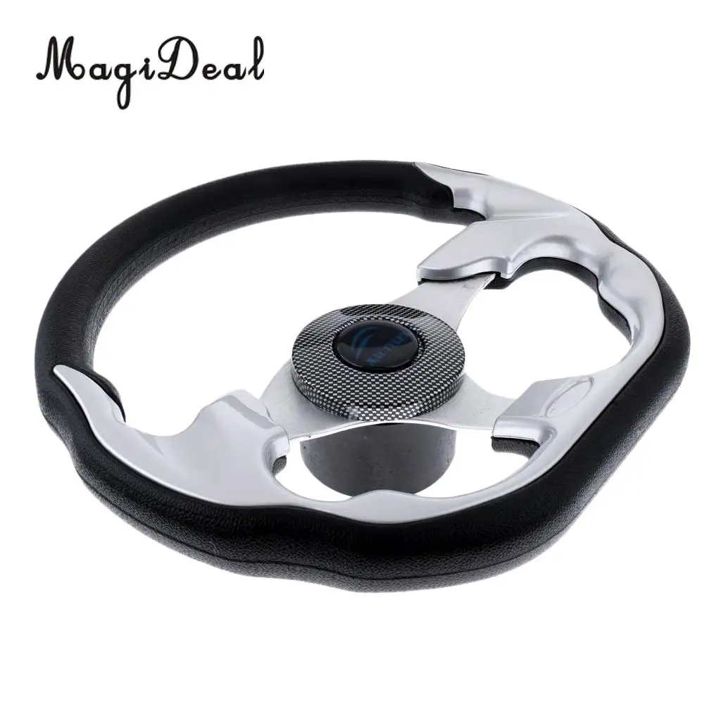 MagiDeal 310/360mm Aluminum Alloy D Shape Marine Boat Steering Wheel 3/4' Key Way Tapered for Kayak Canoe Boat Yacht Dinghy Acce