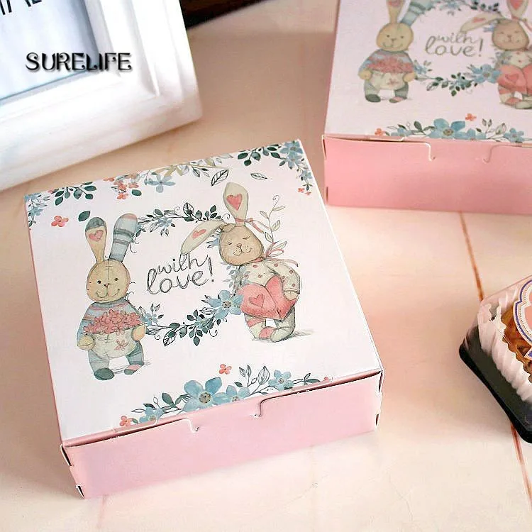 

Cute Rabbit with Love Wedding Gift Box for Guest Food Carton Paper Boxes Mooncake Box Cookie Chocolate Cake Packaging Box