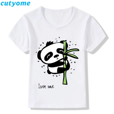 Cutyome Toddler Kids Boys Girls Panda T Shirts Short Sleeve O-Neck White Tshirt Children Clothes Summer Basic Tops Cartoon Tee - Цвет: White B