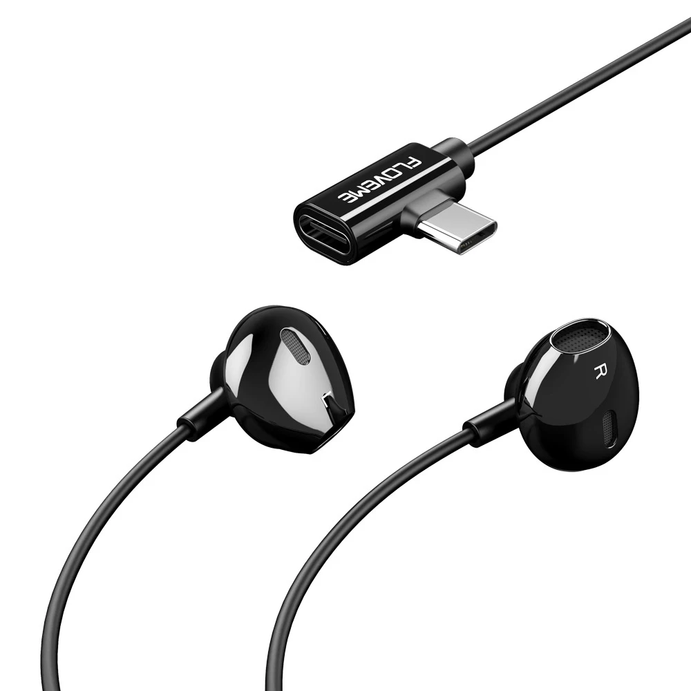 

Floveme New 2 in 1 USB Type C Earphone For Xiaomi Mi 8 SE A1 A2 Mix 2s Samsung S10 S9 Charging Sport Earphone Headset Free Ship