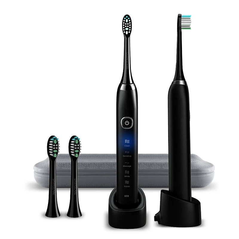 

50pcs/lot S100 Electric Toothbrush 5 models Wireless rechargeable with2Pcs Replaceable Heads Timer IPX7 Waterproof free shipping