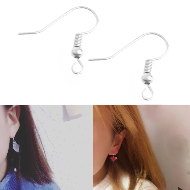 

100 Pcs Earring Hooks Hypo-Allergenic Silver Plated Surgical Steel Ear Wires