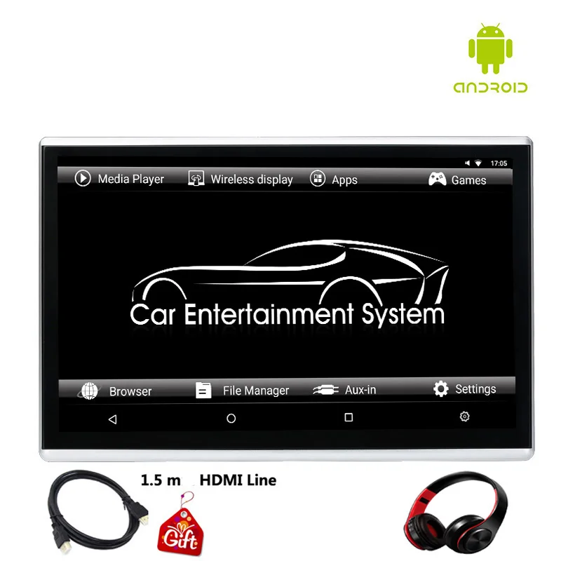 11,6 дюймов Android 9,0 подголовник автомобиля монитор 1920*1080 HD 1080P сенсорный экран автомобиля видео MP5 плеер wifi/Bluetooth/USB/SD/HDMI/FM - Цвет: 1 monitor 1 headset