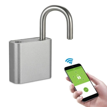 

Wireless Padlock Bluetooth Smart Lock Keyless Remote Control Locker Metal Design Wireless App Control Padlock for AndroidiOS
