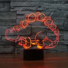 3D Стегозавр визуальный светодиодный ночной Светильник стильная футболка с изображением персонажей видеоигр динозавров Иллюзия градиентный атмосферу лампа Новинка светильник в подарок для детей