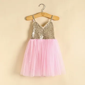 

Baby Girl Sequin Lace Sling Blue Mesh Tutu Dress Princess Girls Dresses #49