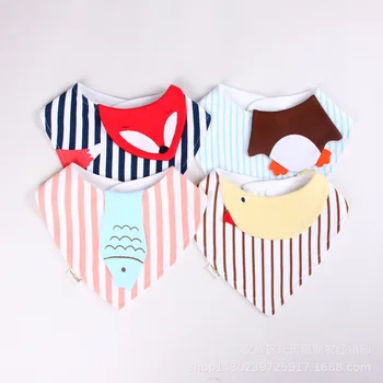 

DHL 200pcs cartoon animals Baby Bibs Bandana Animal Tiger Striped Toddler Newborn Scarf Feeding Cotton Bibs Burp Cloth