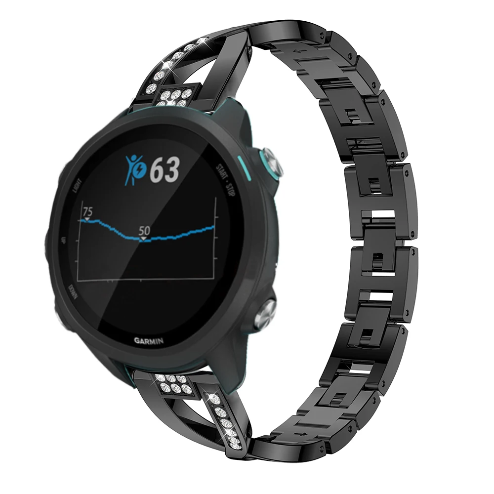 20 мм браслет для часов из нержавеющей стали с кристаллами для Garmin Forerunner 245/245 M/645/Vivoactive 3/Vivomove HR Браслет