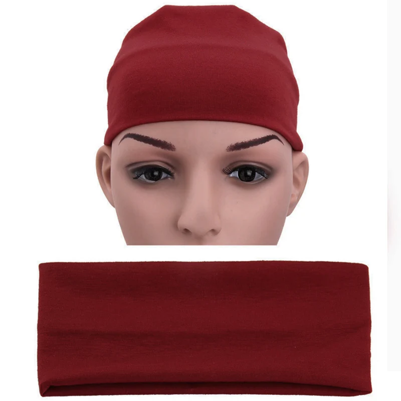 Новая женская мягкая резинка для волос широкий эластичный стрейч Бег Йога Тюрбан повязка на голову шарф аксессуары для волос осень - Цвет: Wine Red
