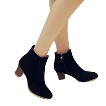 Новинка; классические женские ботильоны; сезон зима-осень; женская повседневная обувь; замшевая теплая женская обувь на среднем каблуке; женские ботинки