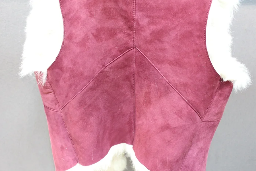 ladies genuine leather and sheep fur waistcoat (7)